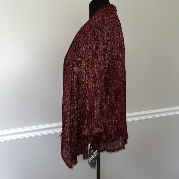 R&M Richards Womens Size L Red Sparkly Twofer Cardigan Jacket Long Sleeve NEW - Picture 4 of 9